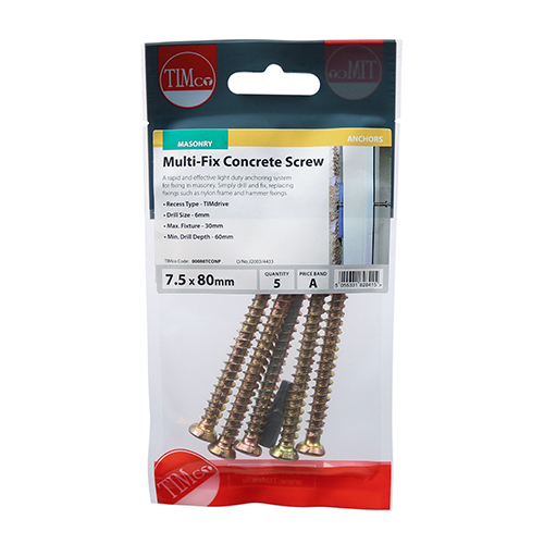 7.5 x 50 Multi-Fix Concrete Screw - ZYP