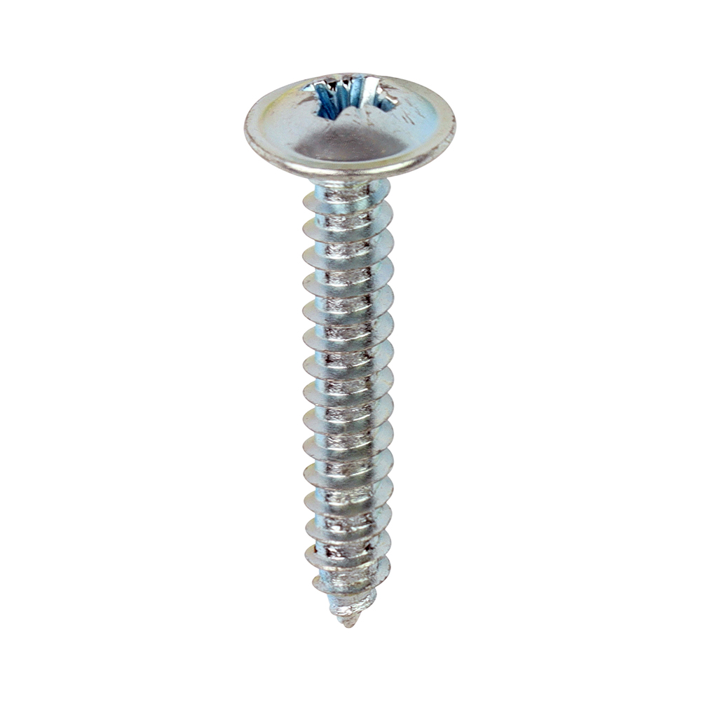 8 x 1 Metal Tapping Screws - PZ - Flange - Self-Tapping - Zinc