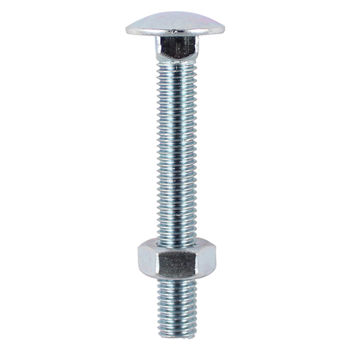 M6 x 100 Carriage Bolt & Hex Nut - BZP