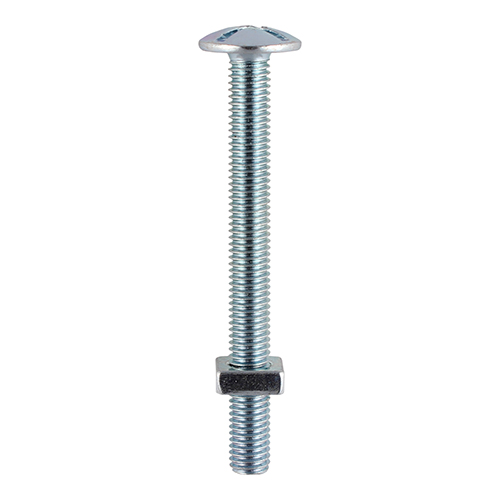 M6 x 40 Roofing Bolt & SQ Nut - BZP