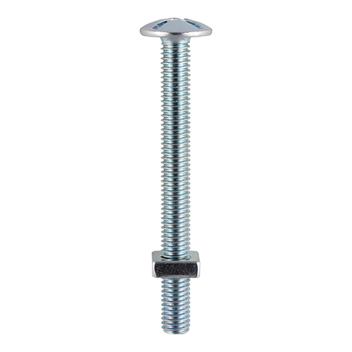 M6 x 60 Roofing Bolt & SQ Nut - BZP