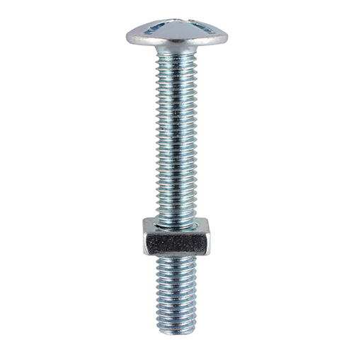 M6 x 70 Roofing Bolt & SQ Nut - BZP
