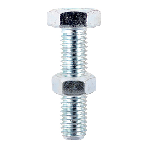 M10 x 40 Set Screw & Hex Nut - BZP