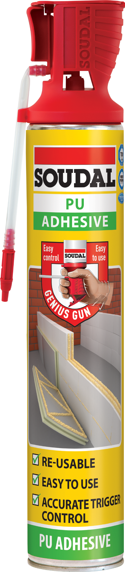 GENIUS GUN BUILDING ADHESIVE FOAM CHAMPAGNE 750ML