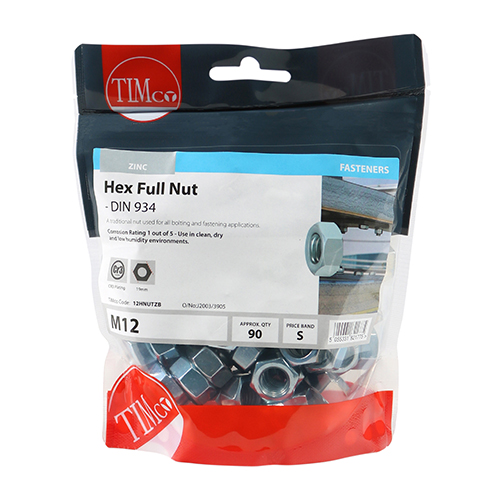 M12 Hex Nut DIN 934 - BZP