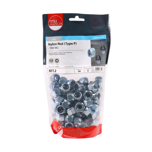 M12 P Nylon Nut DIN 982 - BZP