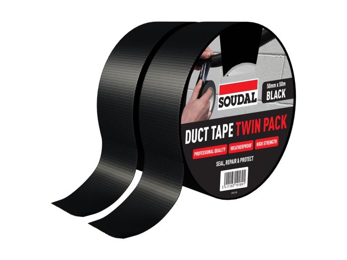 DUCT TAPE - TWIN PACK Black 50mm x 50m