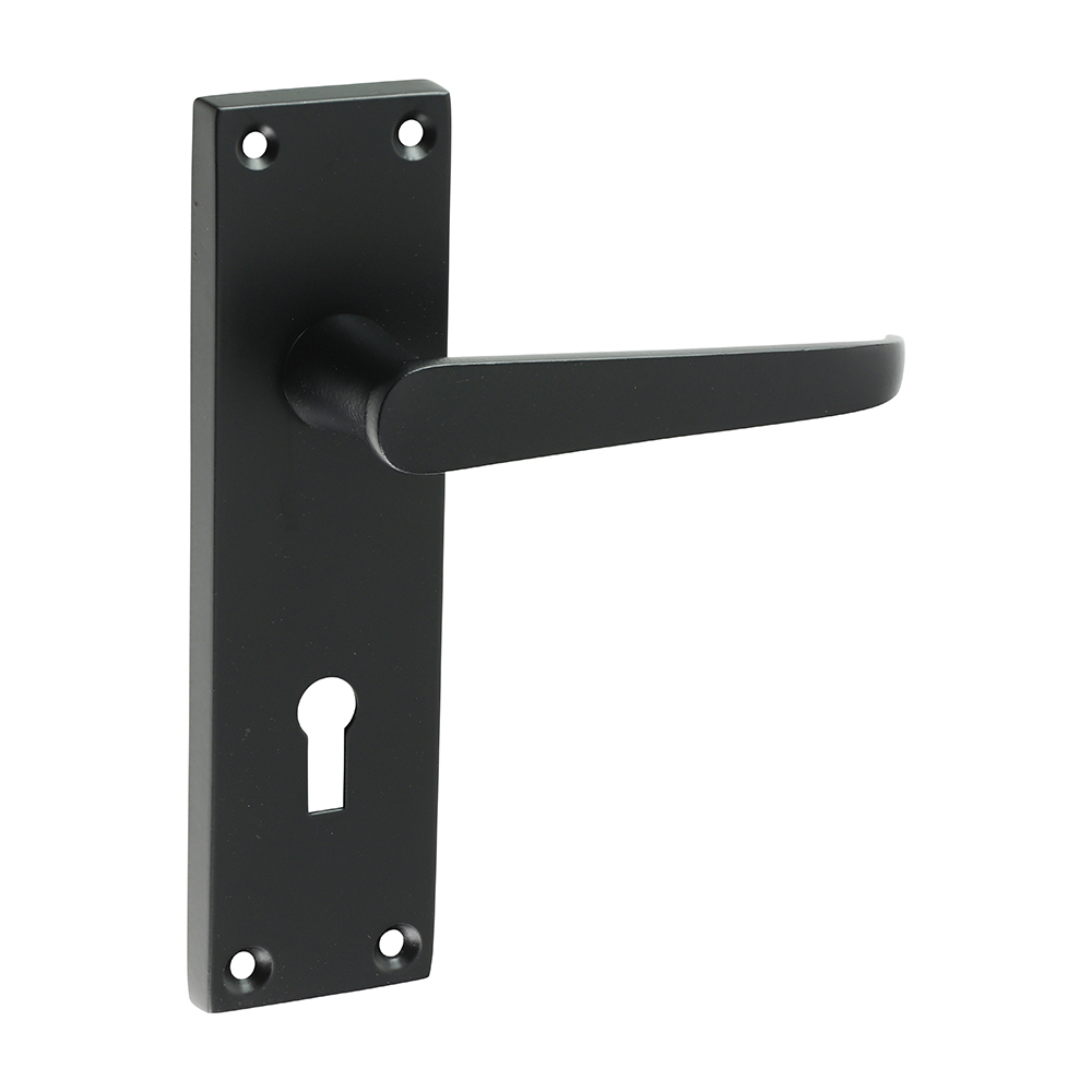 152 x 43 Victorian Straight Lock Handles Matt Black