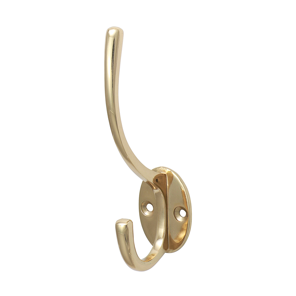 125 x 32mm Hat & Coat Hook - Polished Brass