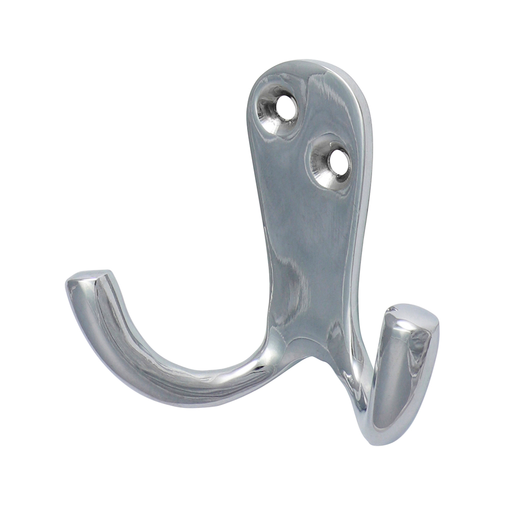 47 x 24mm Double Robe Hook - Polished Chrome