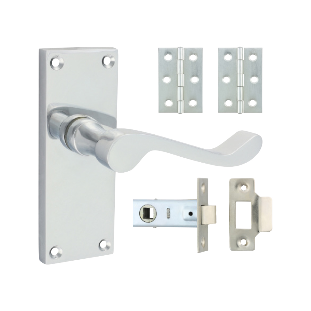 Mixed Victorian Scroll Latch Door Pack - Polished Chrome