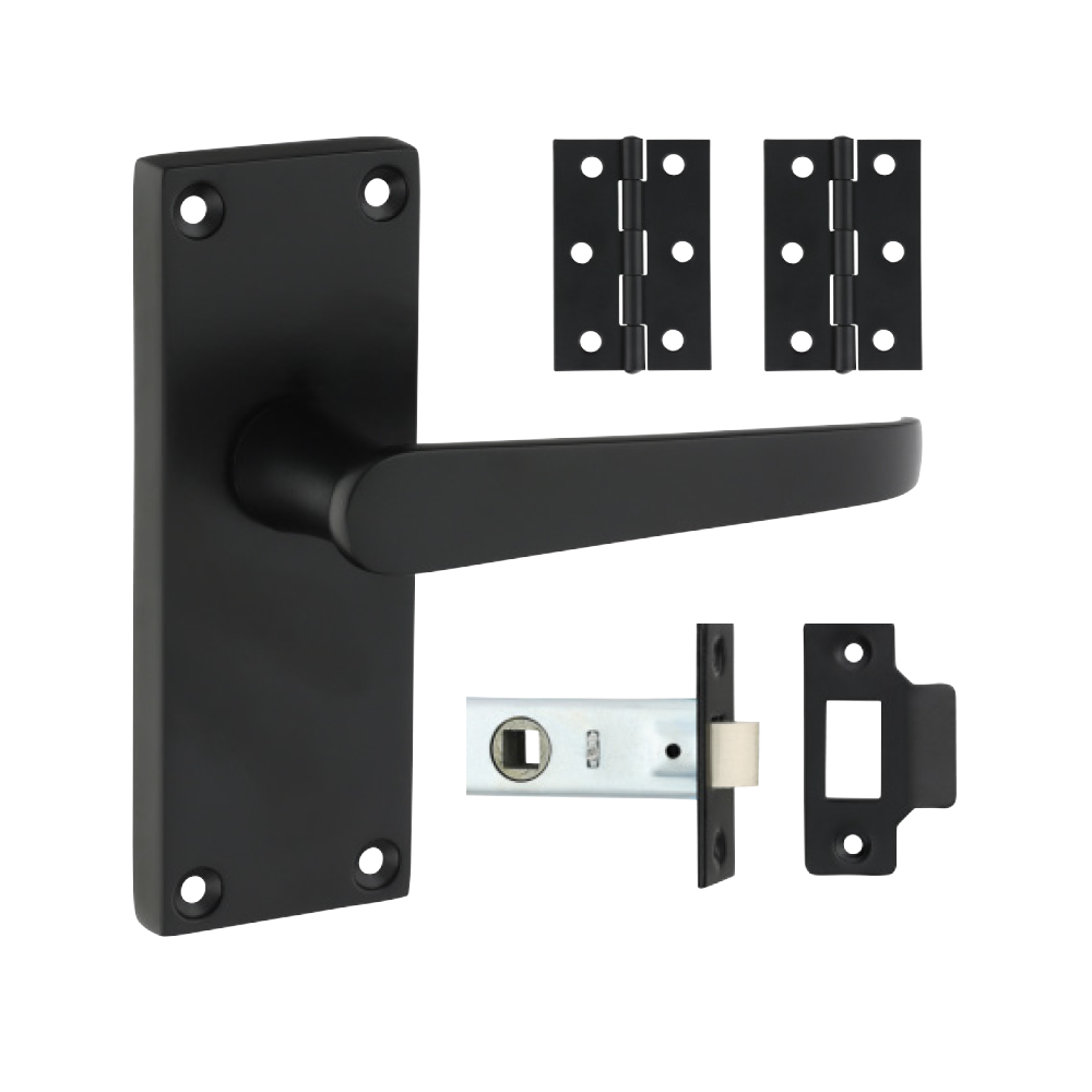 Mixed Victorian Straight Latch Door Pack - Matt Black