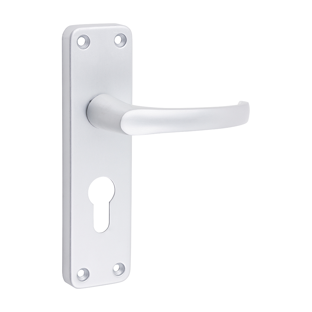 155 x 40 Contractors Euro Profile Lever Lock Handles - Satin Anodised Aluminium (SAA)