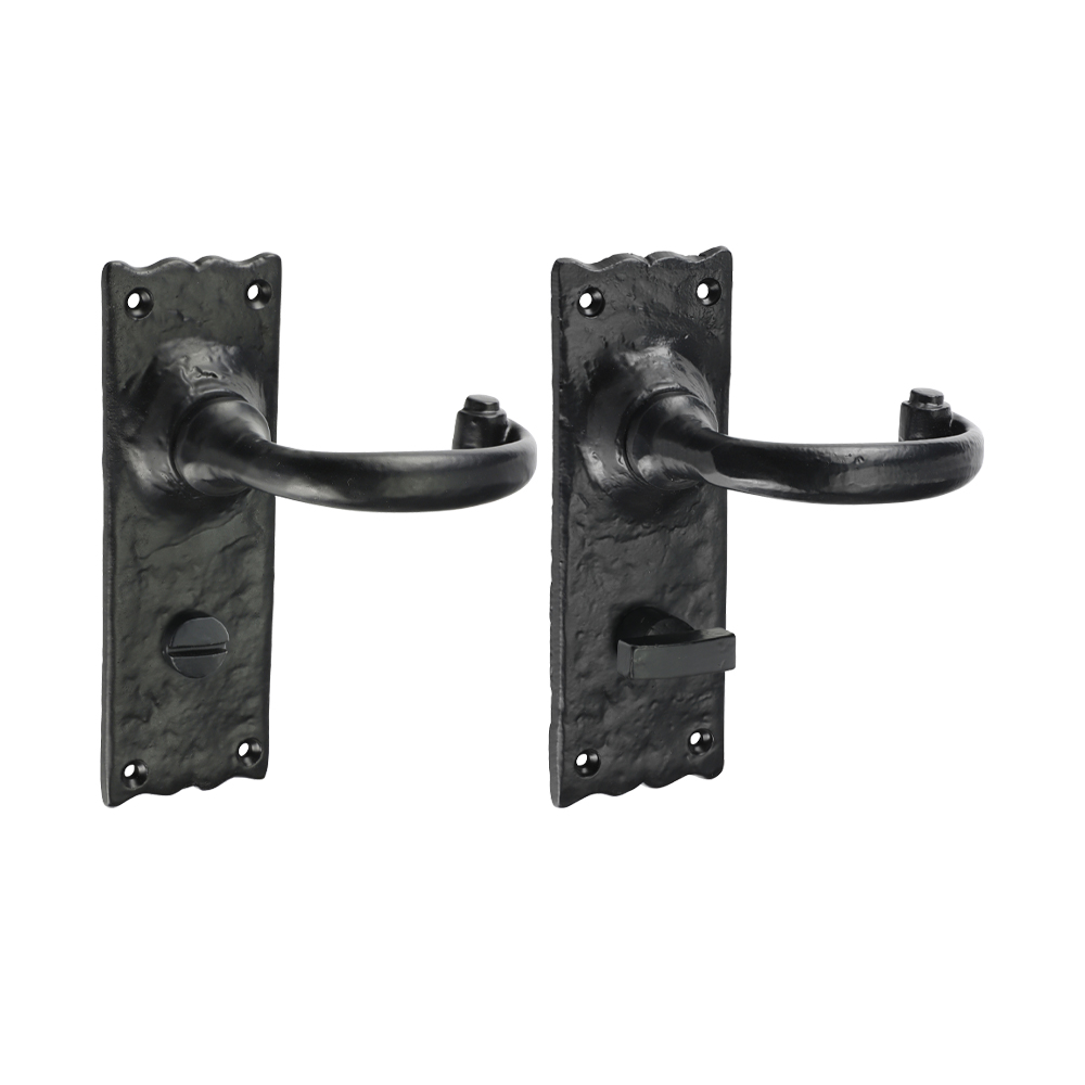 155 x 54 Traditional Bathroom Lock Handle - Antique Black