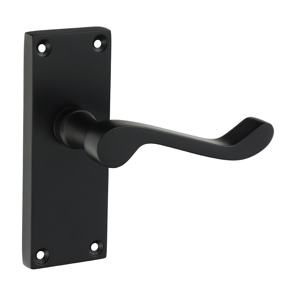 114 x 42 Victorian Scroll Latch Handles - Matt Black