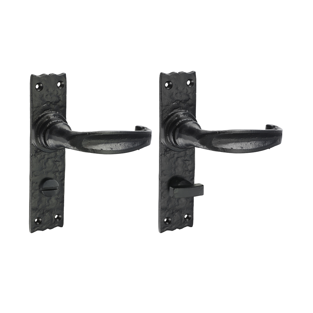 155 x 37 Narrow Style Bathroom WC Lock Handles - Antique Black