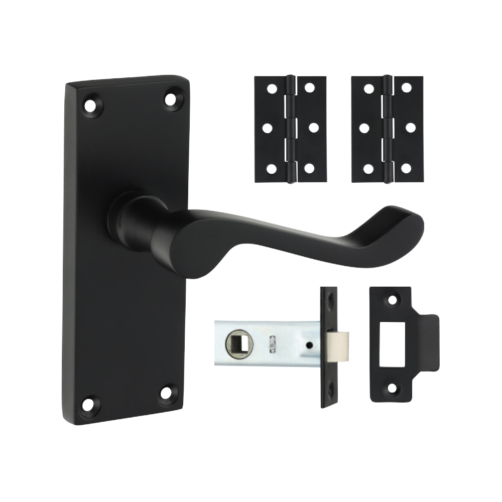 Mixed Victorian Scroll Latch Door Pack Matt Black