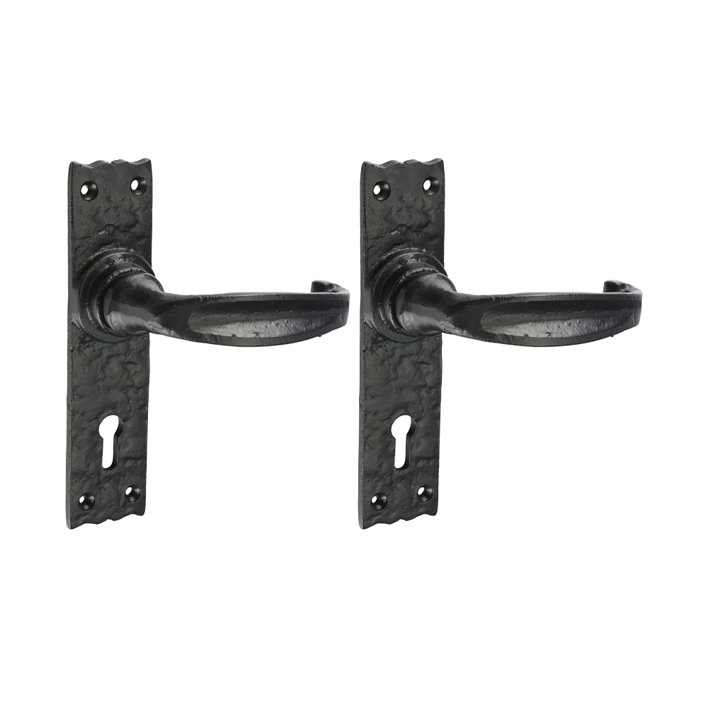 155 x 37 Narrow Style Lever Lock Handles - Antique Black