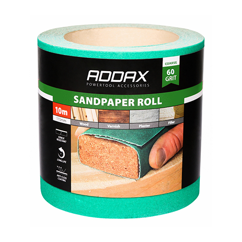 115mm x 10m Sandpaper Roll - 60 Grit - Green