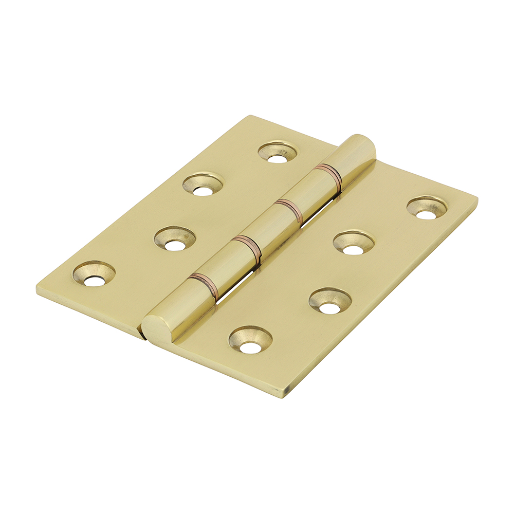 102 x 75 Double Phosphor Bronze Washered Hinges - Solid Brass - Polished Brass