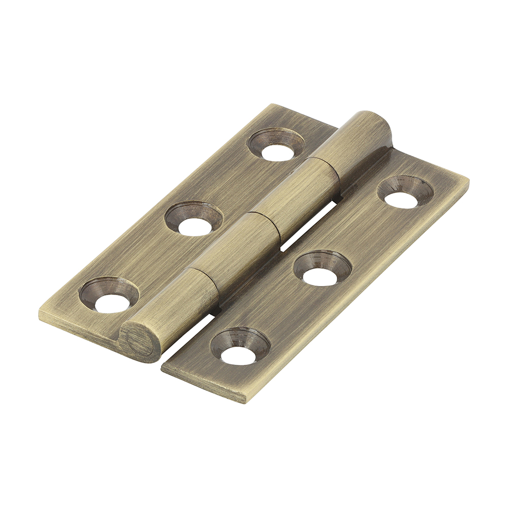 50 x 28 Solid Drawn Hinge - Antique Brass