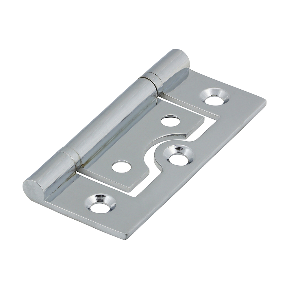 60 x 41 Plain Bearing Flush Hinges - Solid Brass - Polished Chrome