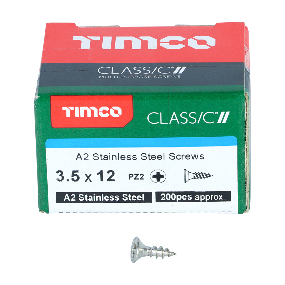 3.5 x 12 Classic Screw PZ2 CSK - A2 S/S