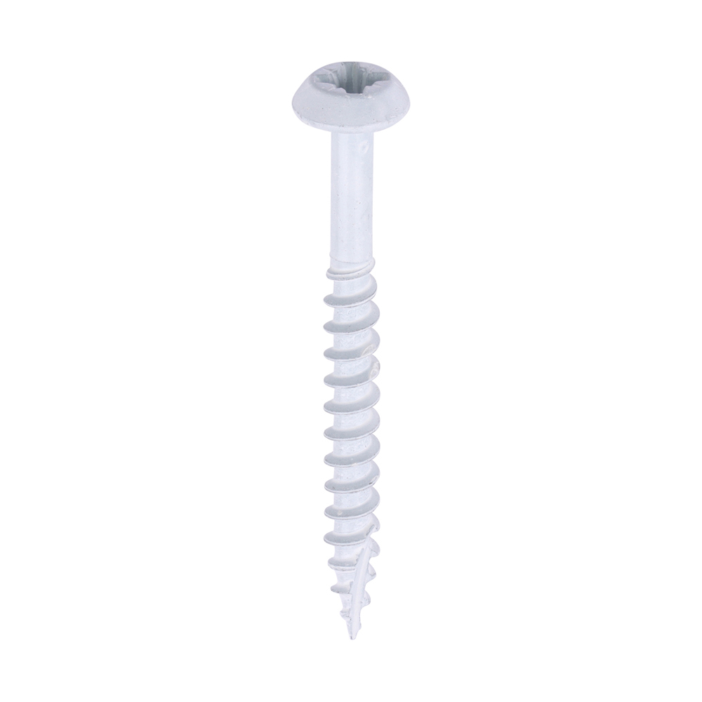 4.0 x 40 Rainwater Screws - PZ - Low Profile Pan - Exterior - White