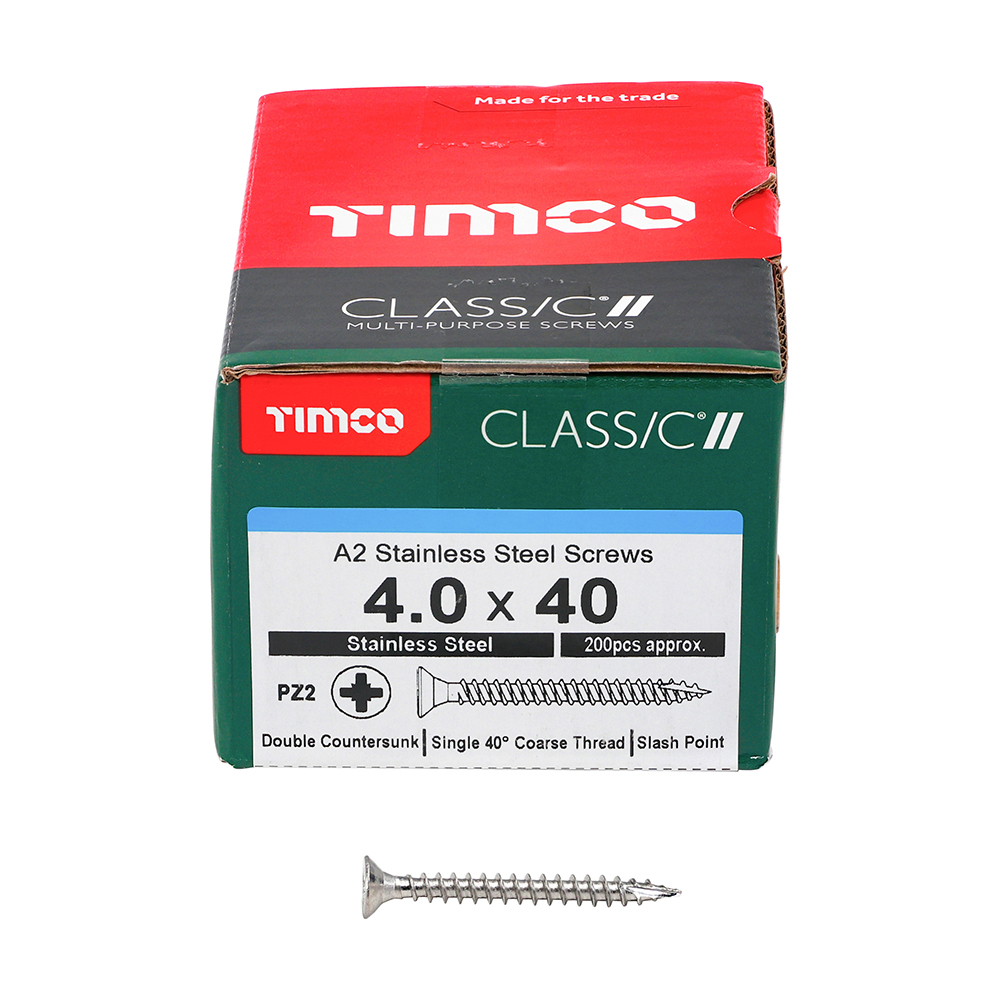 4.0 x 40 Classic Screw PZ2 CSK - A2 S/S