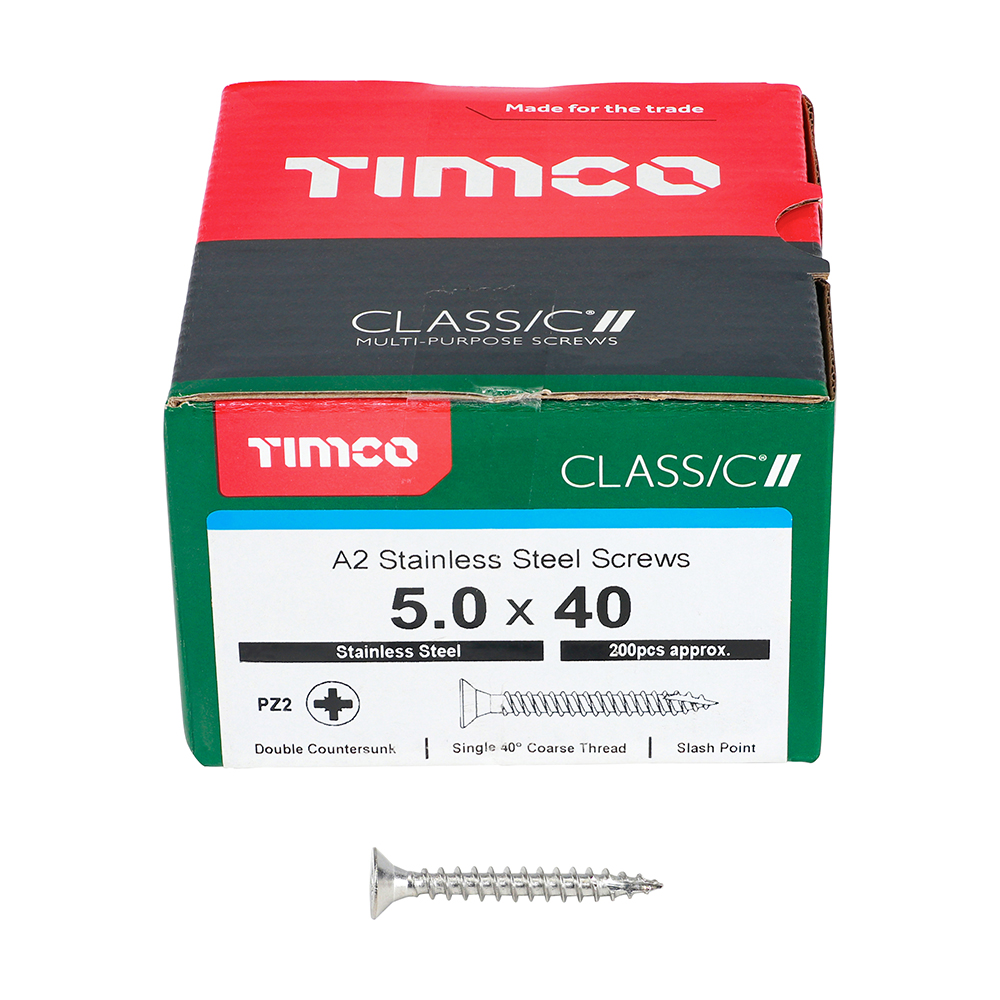 5.0 x 40 Classic Screw PZ2 CSK - A2 S/S