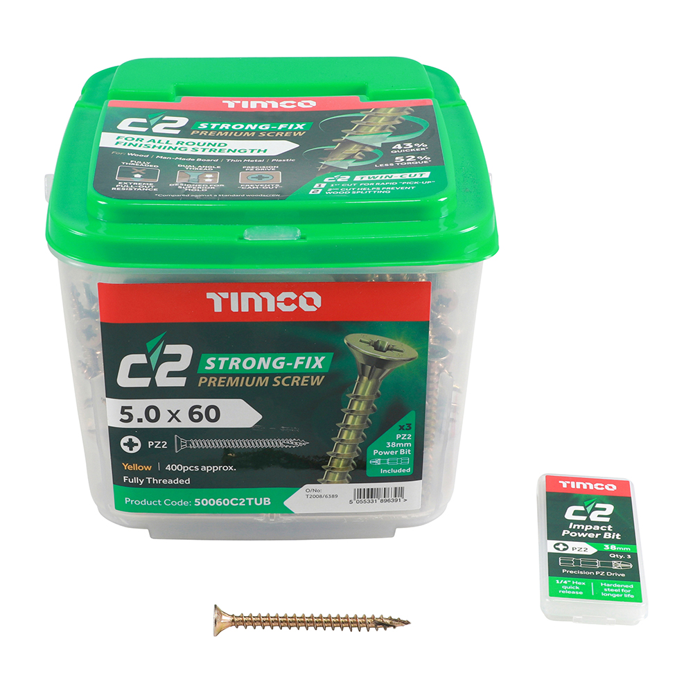 5.0 x 60 C2 Screw PZ2 CSK - ZYP (TUB)