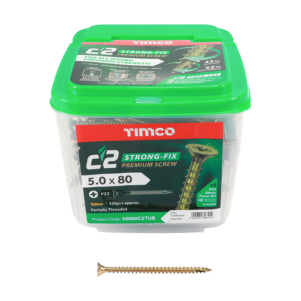 5.0 x 80 C2 Screw PZ2 CSK - ZYP (TUB)