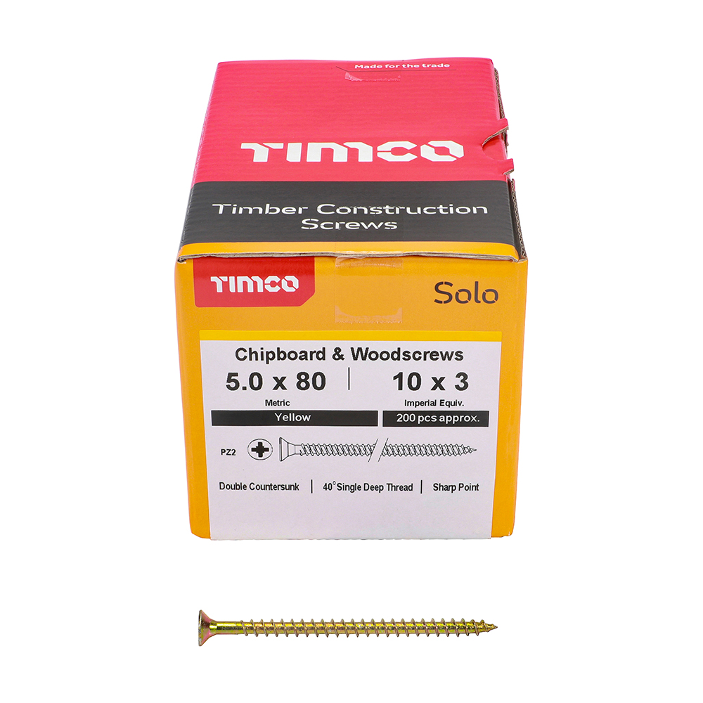 5.0 x 80 Solo Woodscrew PZ2 CSK - ZYP