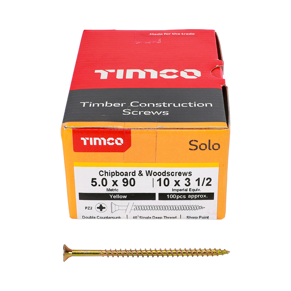 5.0 x 90 Solo Woodscrew PZ2 CSK - ZYP