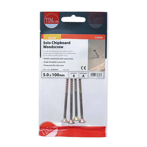 5.0 x 100 Solo Woodscrew PZ2 CSK - ZYP