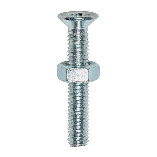 M5 x 10 Machine Screw & Nut CSK - BZP