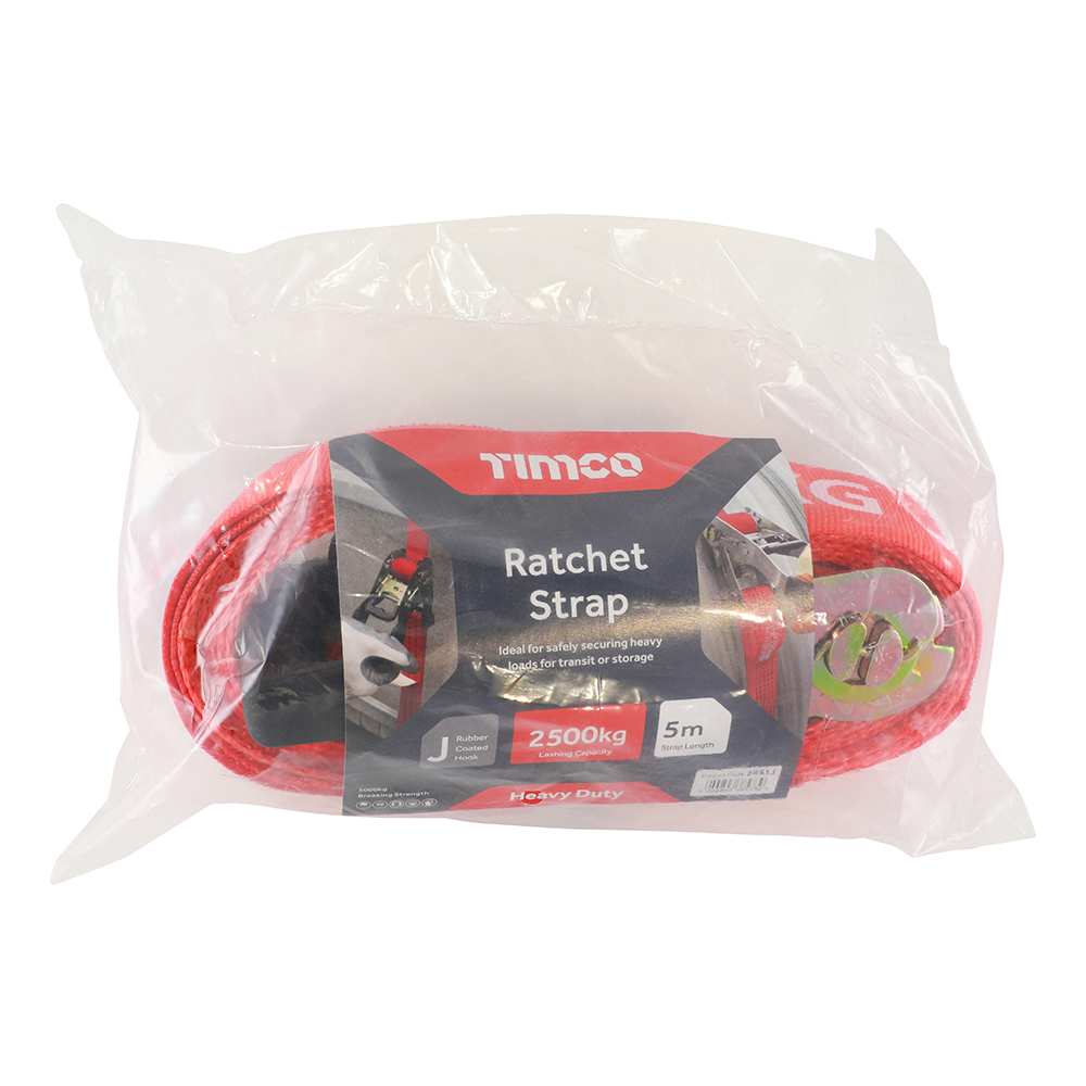 5m x 50mm J Hook Ratchet Straps -HD