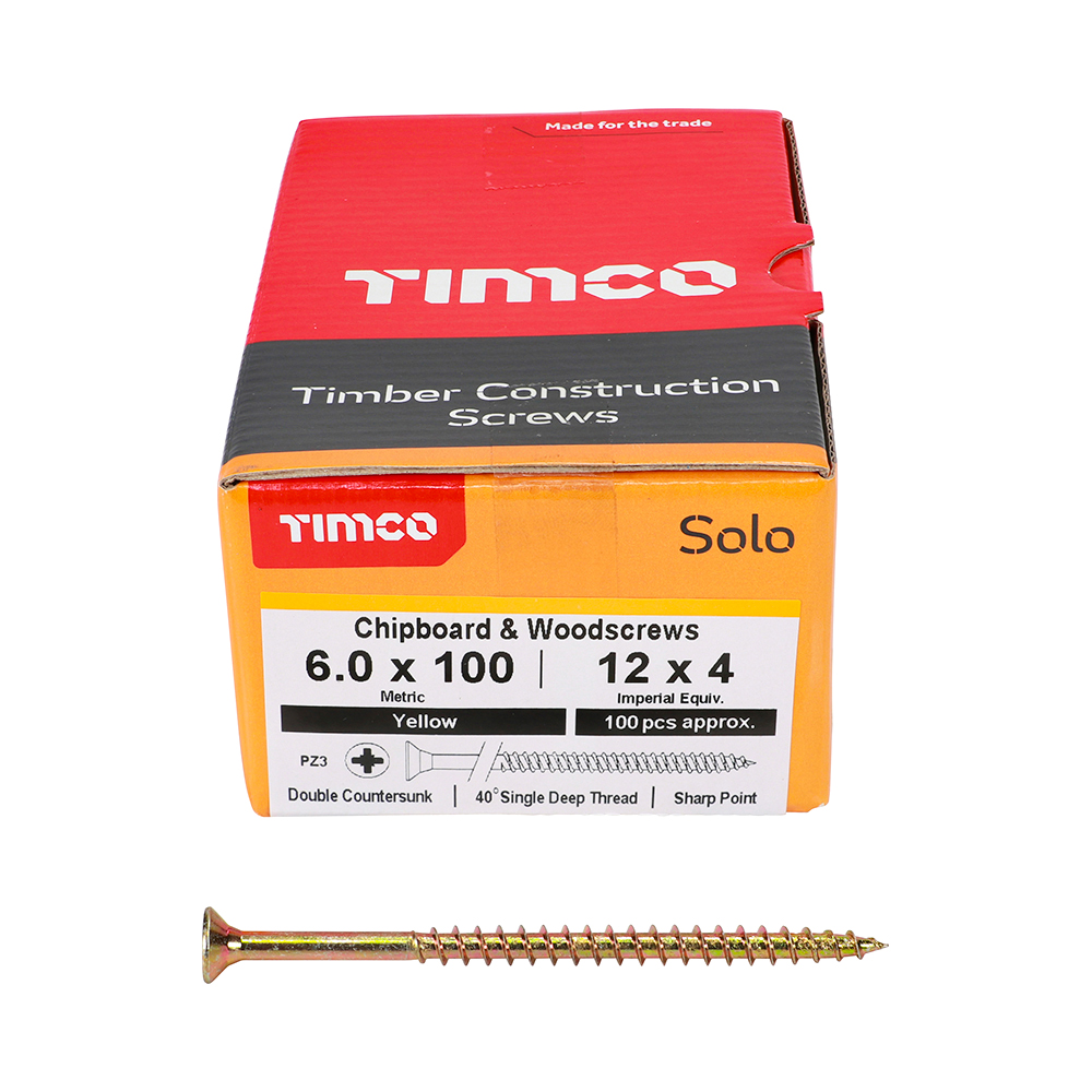 6.0 x 100 Solo Woodscrew PZ3 CSK - ZYP