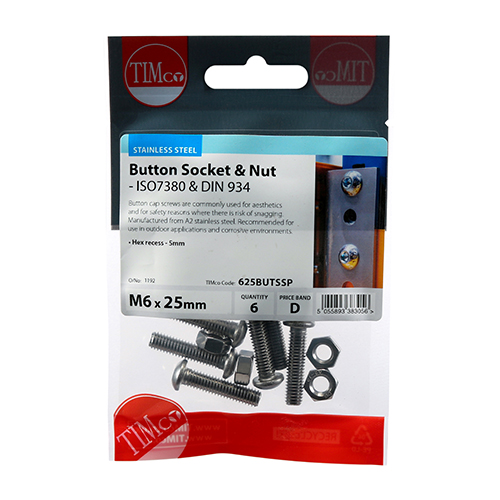 M6 x 25 Button Socket & Nut - A2 SS