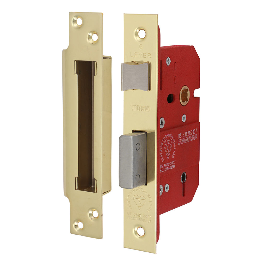 66mm Case / 45mm Backset 5 Lever British Standard Sashlock - Electro Brass