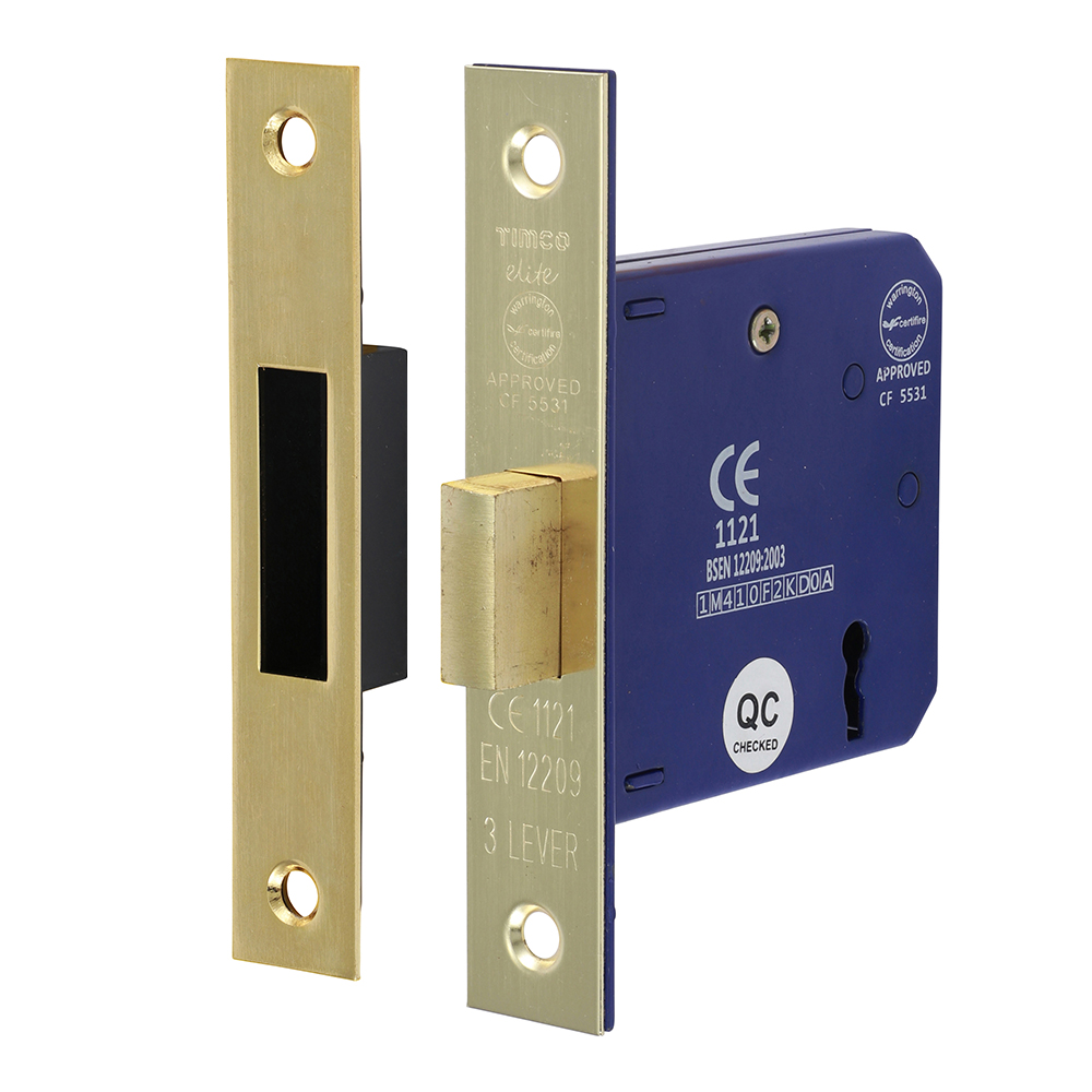 78mm Case / 58mm Backset 3 Lever Deadlock - Electro Brass