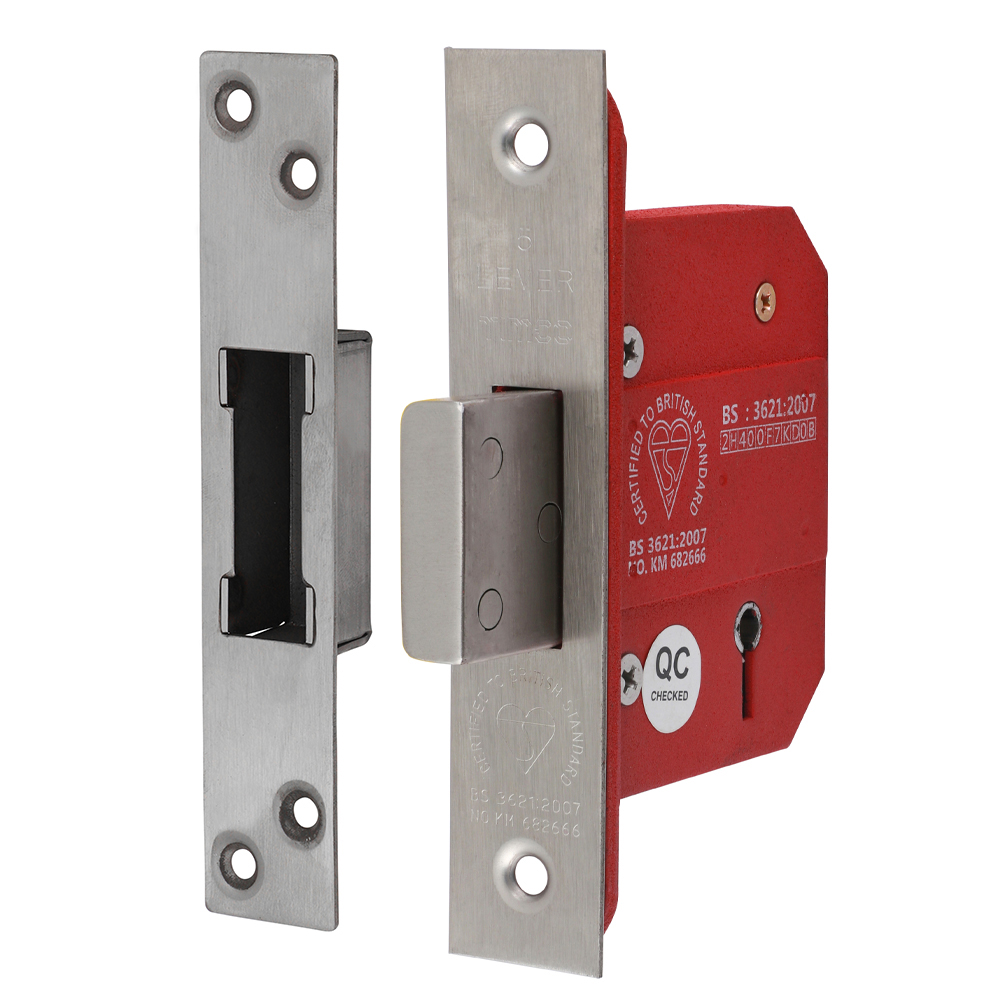 66mm Case / 45mm Backset 5 Lever British Standard Deadlock - Stainless Steel - Satin