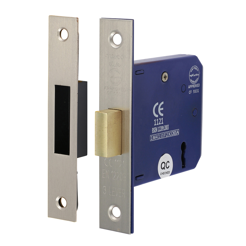 78mm Case / 58mm Backset 3 Lever Deadlock - Satin Nickel