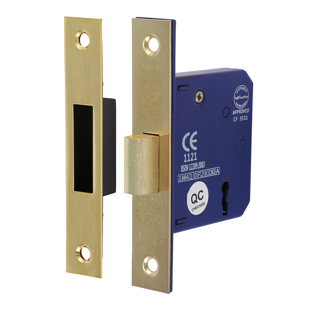 65mm Case / 45mm Backset 3 Lever Deadlock - Electro Brass