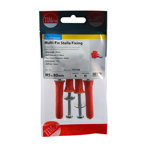 M5 x 80 Multi-Fix Stella Fixing Red