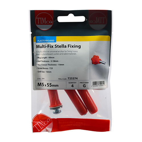 M5 x 55 Multi-Fix Stella Fixing Red