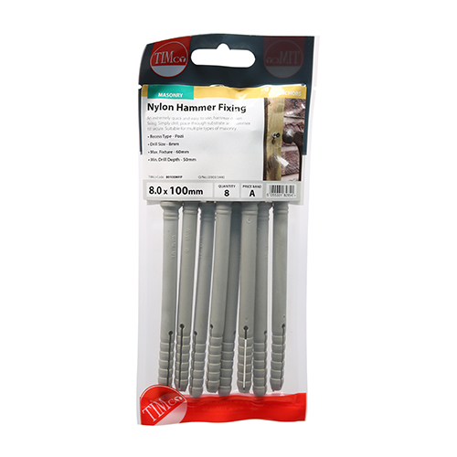 8.0 x 100 Nylon Hammer Fixing - ZYP