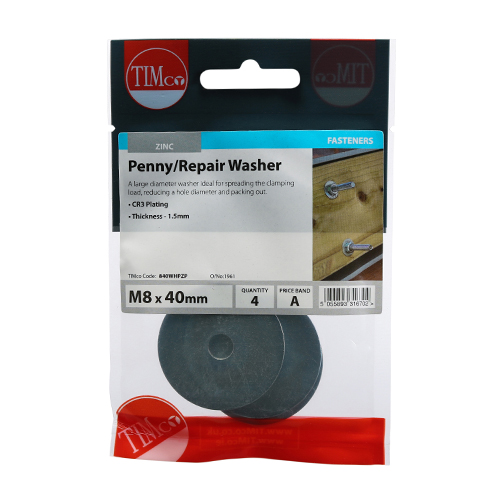 M8 x 40 Penny / Repair Washer - BZP