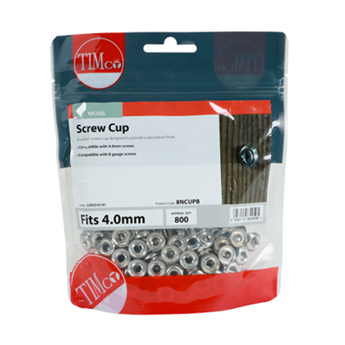 To fit 8 Gauge Screws Surface Screw Cups - Nickel