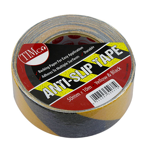 10m x 50mm Anti-Slip Tape - Black/Yellow